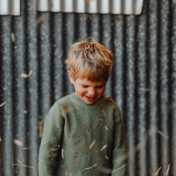 Kids Windswept Pullover | Olive Green