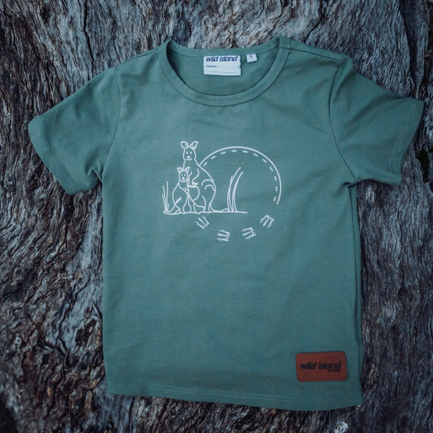The Little Buddies Roo Tee | Eucalyptus Green