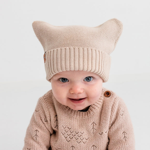 The Thylacine Beanie | Beech | Knitted Baby Beanie