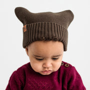 The Thylacine Beanie | Knitted Baby Beanie | Walnut Brown