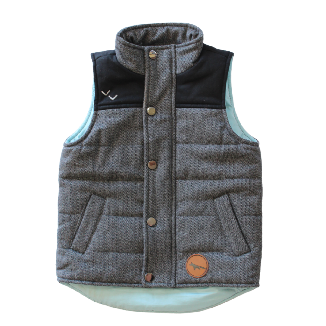 Warm kids puffer vest for boys girls Wild Island ethically made grey Wild Island Co