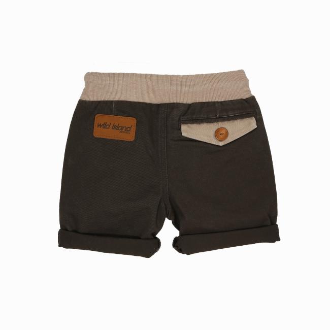 Wild Island Apparel | Sand Shaker Shorts | Cedar Brown | Built for sand dune rolling and barefoot exploring all summer long.  Featuring treasure storage pockets and elastic waist, these durable, comfortable and stylish kids shorts are available in 2 gender neutral colours, in sizes 2-8  #wildislandapparel